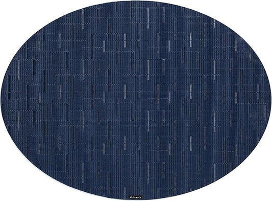 Chilewich Bamboo Placemats Set of 4 - Woven Oval Placemats - Reusable, Stain-Resistant, Indoor/Outdoor Tabletop Protection - 19" x 14" - Lapis