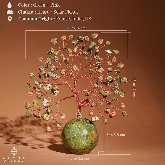 Crystal Tree of Life Home and Office Decor Gifts for Women, Unakite Chakra Healing Stones Feng Shui Bonsai Tree for Positive Energy, Money, Good Luck, Christmas Decor, Birthday Gifts for Mom