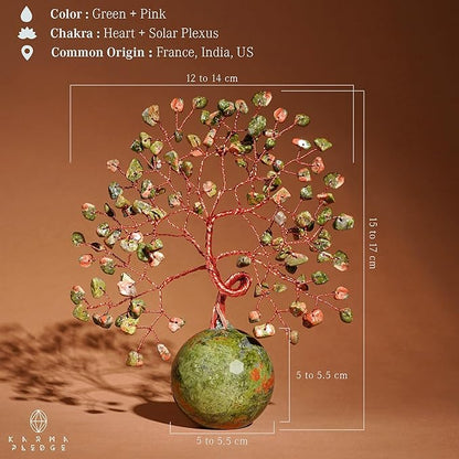 Crystal Tree of Life Home and Office Decor Gifts for Women, Unakite Chakra Healing Stones Feng Shui Bonsai Tree for Positive Energy, Money, Good Luck, Christmas Decor, Birthday Gifts for Mom
