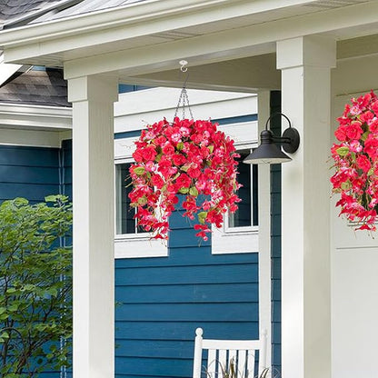 Fake Hibiscus Artificial Hanging Flowers Plants for Outdoors Spring Decoration, 4pcs Silk Hibiscus Vines Realistic UV Resistant Faux Flowers for Outside Planter Porch Patio Yard Wedding Party, Mix