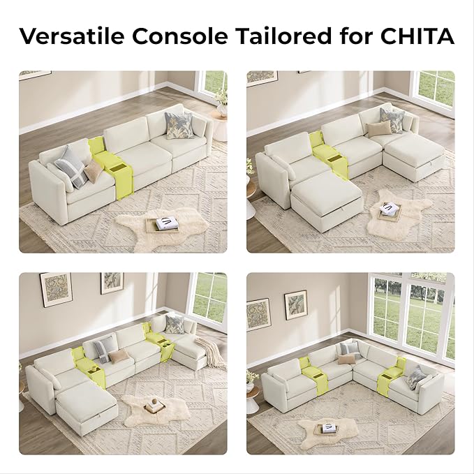 CHITA Sectional Sofa Set, Comfty Cloud Couch, FSC Certified Deep Seat Sectional Couch for Lving Room, 112 inch Width, 3 Seat Modern Modular Sofa, Linen