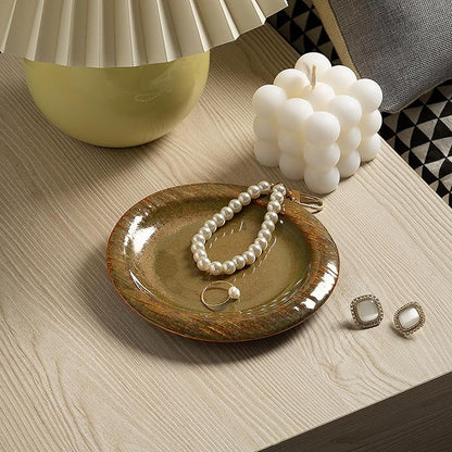 Ring Dish Holder, Jewelry Dishes for Women, Ceramic Trinket Dish Tray, Cute Key Bowl, Decorative Jewelry Plate, Gift for Friends Sister Mom Daughter (brown)