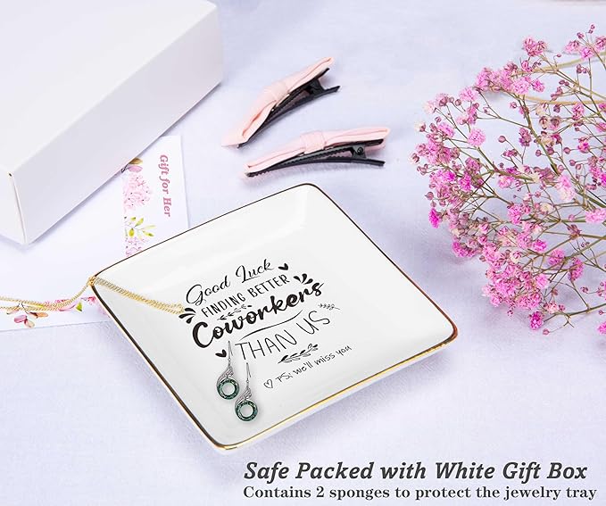 Funny Colleagues Promotion,Farewell,Goodbye,Leaving New Job Gifts for Coworkers,Boss,Leader-Appreciate Christmas Gift-Jewelry Tray Trinket Holder Ring Dish-Good Luck Finding Better Coworkers Than Us