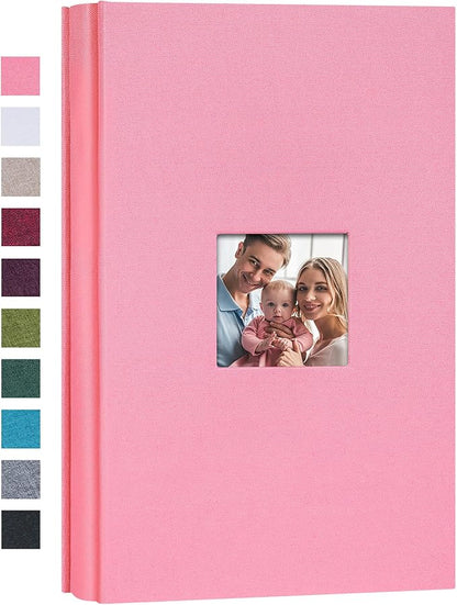 Mublalbum Small Photo Album 4x6 300 Photos Linen Cover Picture Book with Horizontal Pockets for Wedding Family Anniversary and Baby (Pink)