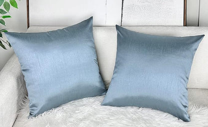 Aiking Home 20x20 Inches Faux Silk Square Throw Pillow Cover, Zipper Closure, Slate (Set of 2)