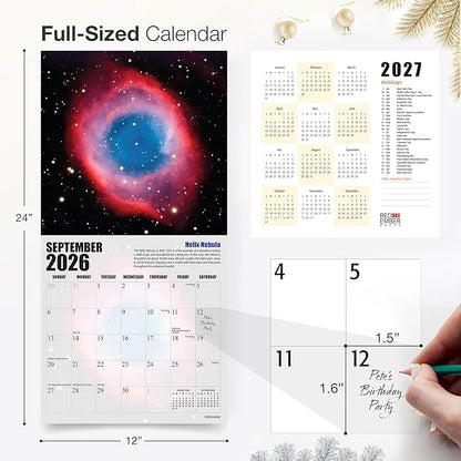 RED EMBER Astronomy 2026 Wall Calendar 12 Month | 12" x 24" Open | Thick & Sturdy Paper | Holiday Gift | Space Calendar 2026