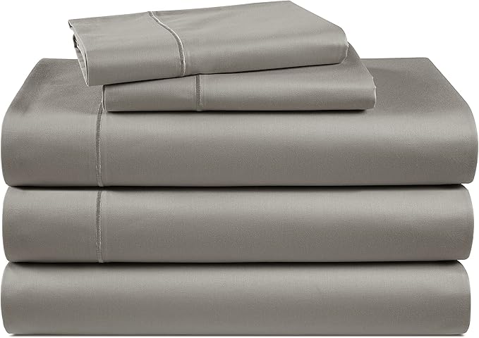 LANE LINEN 100% Egyptian Cotton Split King Sheets for Adjustable Beds - Soft & Comfy Sateen Weave Naturally Cooling Breathable Oeko Tex Certified Bed Sheets - Charcoal