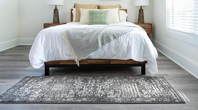 Rugs.com Arlington Collection Rug – 6 Ft Runner Dark Grey Medium-Pile Rug Perfect for Hallways, Entryways