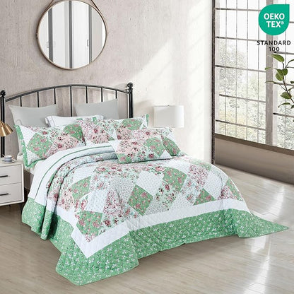 Oversized King Bedspread, Reversible, 6 Piece, 100% Microfiber, King/Cal King, Rose