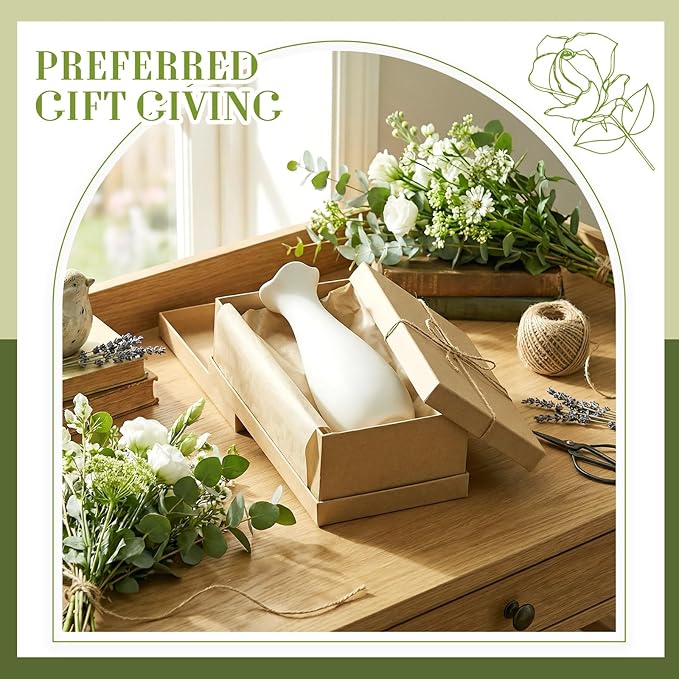 Qinyoung White Ceramic Bud Vase Set of 8, 8'' Small White Flower Vase for Centerpieces Floral Decor for Wedding Party Dining Table Home Decoration(Stylish)