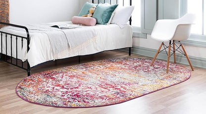 Rugs.com Arlington Collection Rug – 4x6 Oval Multi Medium-Pile Rug Perfect for Living Rooms, Large Dining Rooms, Open Floorplans