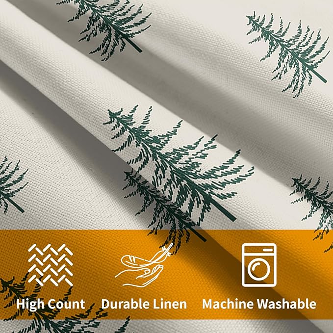 Christmas Tree Pillow Covers 16x16 Set of 2 Green Xmas Vintage Winter Print Decorative Outdoor Linen Zipper Throw Pillows Cases Cushion Cover Rustic Holiday Decoration Farmhouse Sofa Couch Bed Decor
