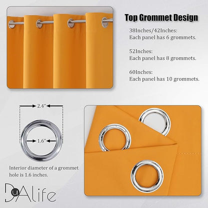 Dualife Marigold Blackout Curtain Panels/Drapes for Living Room 84 inch Length Solid Energy Efficient Room Darkening Bedroom Curtains Thermal Insulated Grommet Top 52x84 inch Orange Yellow