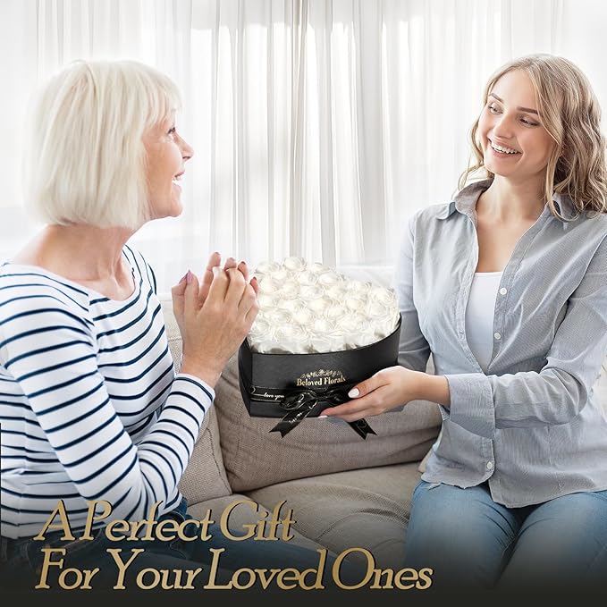 27 Preserved Flowers Rose Birthday Gifts for Women Her Mom Wife Girlfriend Grandma on Valentines Mothers Day Christmas Anniversary Romantic(White)