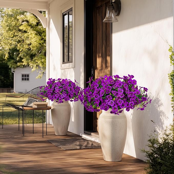 Artificial Flowers, 24 Bundles, Decorative Bouquets for Home, Wedding, Garden, Office Decor (Light Purple)