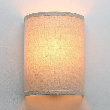 Wall Sconce Lighting Linen Fabric Decor, Industrial Vintage Night Light Wall Lamp Fixture with Fabric Shade for Bedroom Living Room Hallway Corridor