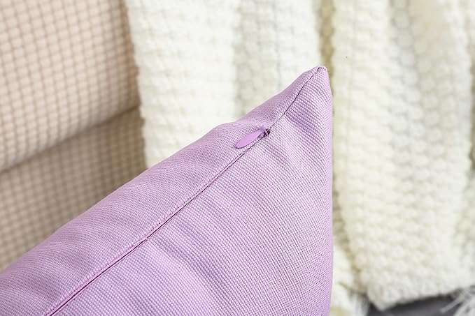 TangDepot Handmade Decorative Solid 100% Cotton Canvas Throw Pillow Covers/Pillow Shams, (12"x20", Light Purple Lavende)