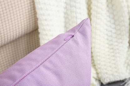 TangDepot Handmade Decorative Solid 100% Cotton Canvas Throw Pillow Covers/Cushion Covers, 45 Colors Available - (18"x18" 2 Pieces, Light Purple Lavende), 2 Count (Pack of 1)