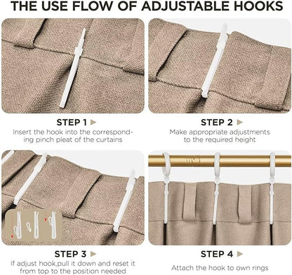 Joydeco Thick Linen Pinch Pleated Curtains 96 Inch Long 2 Panel Set for Living Room, Double-Faced Curtain for Bedroom, Back Tab Blackout Drapes with Adjustable Hooks (40”W x96”L,Thick Linen)