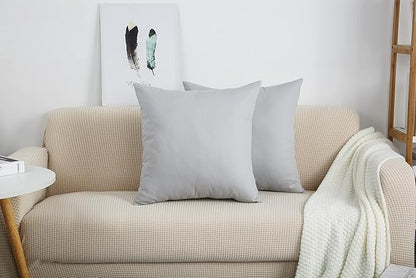 TangDepot Cotton Solid Throw Pillow Cover, 12 INCH x 12 INCH, Gray Stone