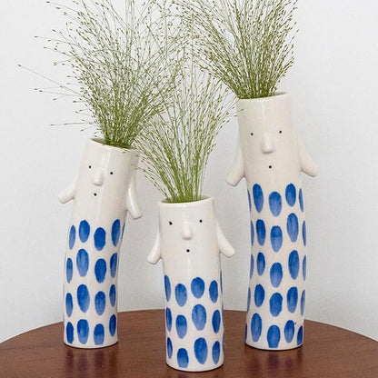 Cute Family Face Vases Set of 3 - Unique Ceramic Bud Vases for Small Flower - Fun Modern Aesthetic Decor for Home - Pretty Decorative Flower Holder for Women and Kids for Spring