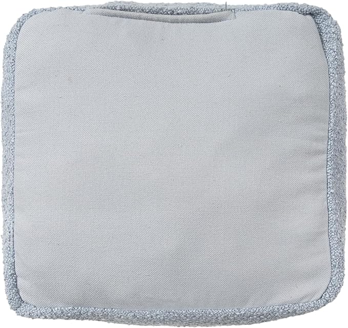 L. R. Resources, Inc. LR Home Handmade Contemporary Solid Boucle Square Indoor Medium Pouf Ottoman, Blue | Foot Rest for Bedroom, Living Room & Dorm Decor | 18 x 18 x 18 Filled Pouf for Seating
