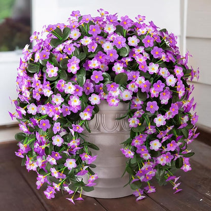 HyeFlora 2PCS Artificial Hanging Flowers for Outdoors, Faux Daisy Plants Fake Silk Orchid Long Stems UV Resistant Mums for Home Garden Wall Party Indoor Outdoor Decor(Light Fuchsia and Fuchsia)