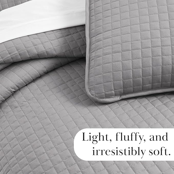 Southshore Fine Living, Inc. Summer Bedspreads Queen Size Quilts with Shams, Lightweight Full Bedding Set, Pet Hair Resistant Quilt Coverlet Queen Size/Full Bedspread with 2 Pillow Shams, Steel Grey