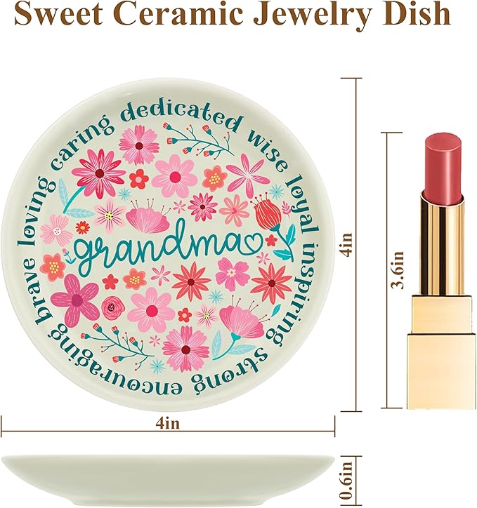JoycuFF Grandma Gifts for Birthday Christmas Mother's Day Jewelry Dish Tray Grandmother Birthday Gifts from Granddaughter Grandson
