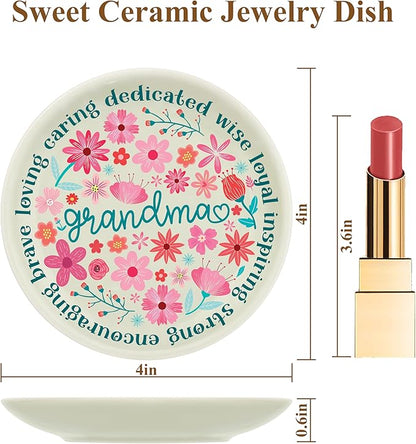 JoycuFF Grandma Gifts for Birthday Christmas Mother's Day Jewelry Dish Tray Grandmother Birthday Gifts from Granddaughter Grandson