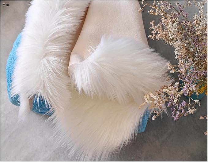 Free Shape Luxury Soft Fluffy Shag Area Rug Single and a Half 2'x4', 60x120cm - Vegan Fur Ultra Soft Indoor Carpet Nursery Rugs for Bedroom Home Decor, White