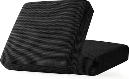 CHUN YI 2Piece Stretch Couch Cushion Covers, Sofa Seat Slipcovers for Pets, Suitable for Armchair Loveseat Sofa with Spandex Jacquard Washable Fabric (2Piece,Black)