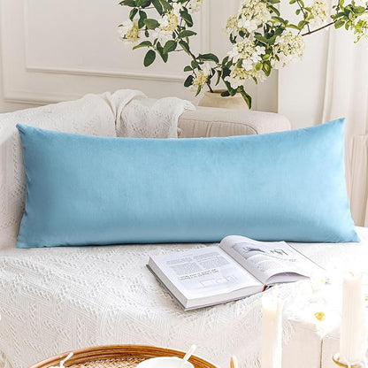 Artscope Luxury Velvet Lumbar Pillow Cover Super Soft Decorative Rectangle Throw Pillow Covers Case Cushion Covers for Sofa Couch Bedroom Car Decor 14x36 Inch Light Blue
