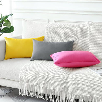 Artscope Luxury Velvet Pillow Covers Decorative Rectangle Pillowcases Soft Solid Cushion Cases for Couch Sofa Bedroom Car Decor 12x20 Inch Graphite Grey
