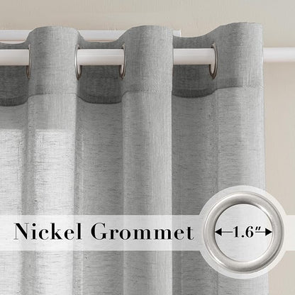 H.VERSAILTEX Elegant Linen and polyester Semi Sheer Curtains for Bedroom Energy Saving Easy Care Privacy Protection Nickel Grommet Window Panels/Drapes for Living Room (Set of 2, 52x84-Inch, Grey)
