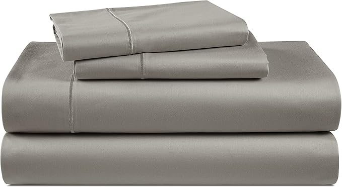 100% Egyptian Cotton King Sheet Set – Naturally Cooling & Breathable Sateen 4 Piece King Sheets, Authentic Long-Staple Cotton for Lasting Softness, Snug Fit 15" Deep Pocket Fitted - Charcoal