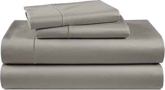 100% Egyptian Cotton King Sheet Set – Naturally Cooling & Breathable Sateen 4 Piece King Sheets, Authentic Long-Staple Cotton for Lasting Softness, Snug Fit 15" Deep Pocket Fitted - Charcoal