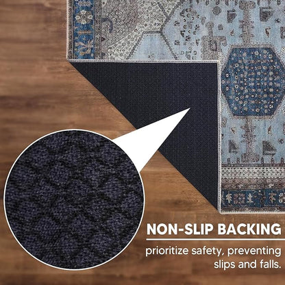 Keen Home Design 9x12 Rug - Machine Washable Area Rug with Non-Slip Backing, Ideal for Living Room, Dining Room, Bedroom - Vintage, Easy Clean, Durable, Low Pile Rug - (9' x 12')
