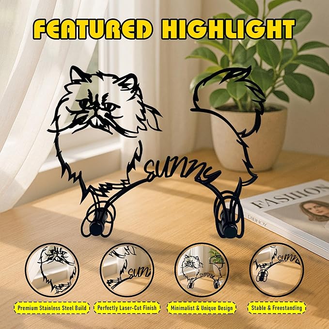 Personalized Bengal Cat Abstract Metal Sculpture Custom Name Minimalist Metal Line Art Desk Decor Cat Enthusiasts Living Room Coffeeshop Wall Anniversary New Year Gift