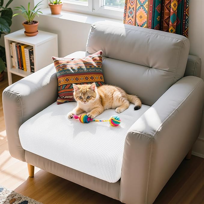 Hokway Couch Cushion Covers Stretch Cushion Covers Sofa Seat Cushion Slipcover Cushion Protector(White, Small)