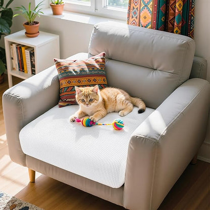 Hokway Couch Cushion Covers Stretch Cushion Covers Sofa Seat Cushion Slipcover Cushion Protector(White, Small)