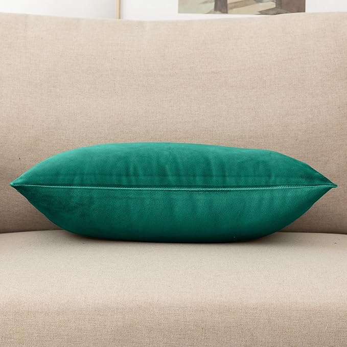 NiNi ALL Decorative Throw Pillow Covers Velvet 12x20 Inch Pack of 2 Teal Cushion Covers Soft for Couch Sofa Bedroom Living Room Outdoor