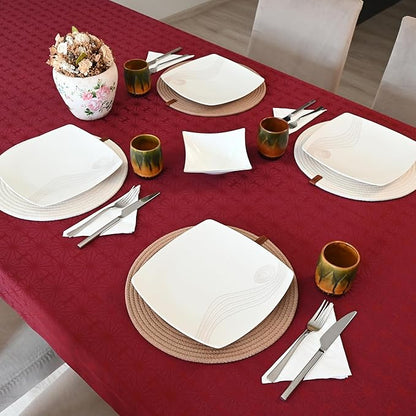 Round Placemats, Set of 6, Handmade by Braided Cotton Cord for Kitchen and Dining Table, Dia. 12.6 Inch, Doublesided, Heat Resistant, Off-White/Cappuccino