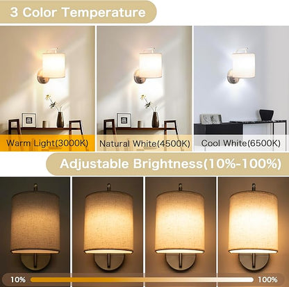 Rechargeable Battery Operated Wall Sconces Set of 2 Wireless Wall Lights with Remote Control 12 RGB Colors Magnetic Bulbs 5200mAh Battery Wireless Sconces for Bedroom Living Room (Silver)
