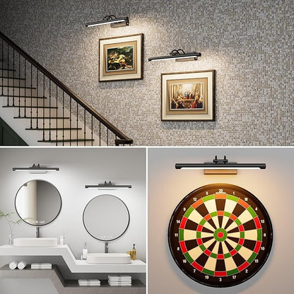Cordless Picture Light with Remote, Battery Operated Wall Sconce for Artwork, 3 Colors Painting Light Dimmable and Timer, Wireless Art Light for Display (Black)