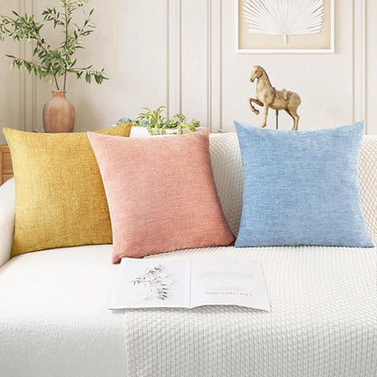 CaliTime Throw Pillow Covers Decorative 22 X 22 Inches Pack of 2 Cozy Chenille Cushion Cases for Couch Sofa Bed Living Room Home Gold