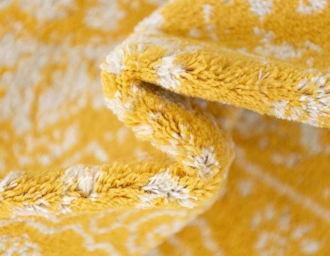 Rugs.com Arlington Collection Rug – 6 Ft Runner Yellow Medium-Pile Rug Perfect for Hallways, Entryways