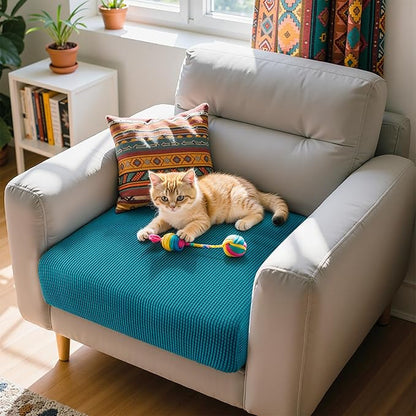 Hokway Couch Cushion Covers Stretch Cushion Covers Sofa Seat Cushion Slipcover Cushion Protector(Teal, Small)