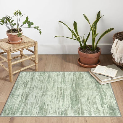 2x3 Modern Abstract Rug for Entryway, Lime Green Super Soft Small Area Rug, Washable Non-Slip Kitchen Rugs, Low-Pile Mat for Bedside, Indoor Door Mat