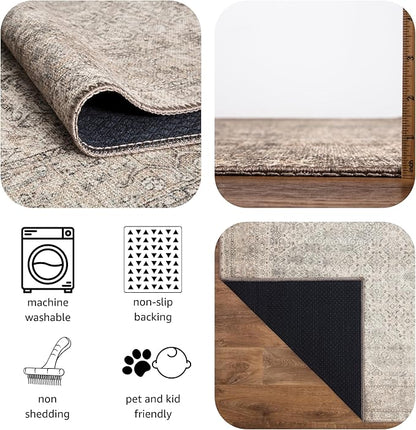 Keen Home Design 4x6 Rug - Machine Washable Area Rug with Non-Slip Backing, Ideal for Living Room, Dining Room, Bedroom - Vintage, Easy Clean, Durable, Low Pile Rug - (4' x 6')